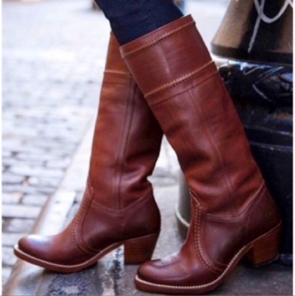 Women's Tall Brown Leather Riding Boots